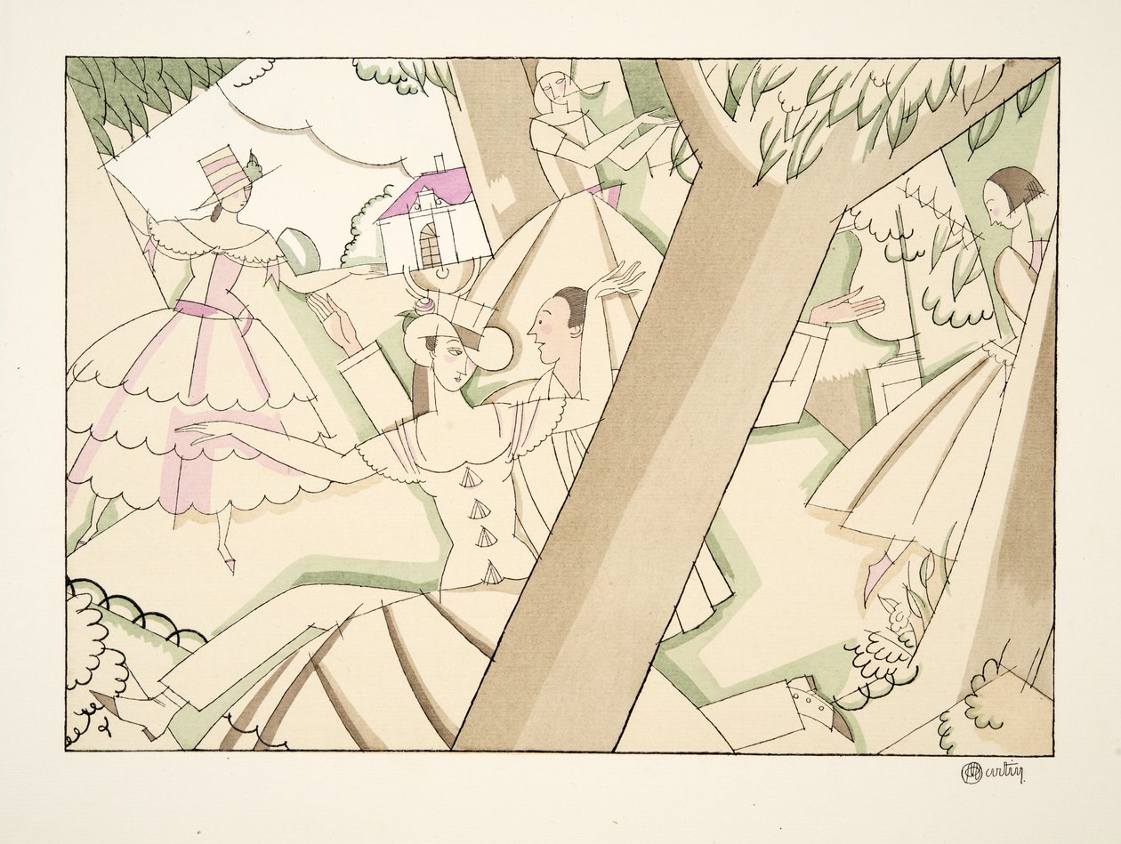 The Four Corners, från Sports & Entertainment, pub. 1914 (stenciltryck) av Charles Martin