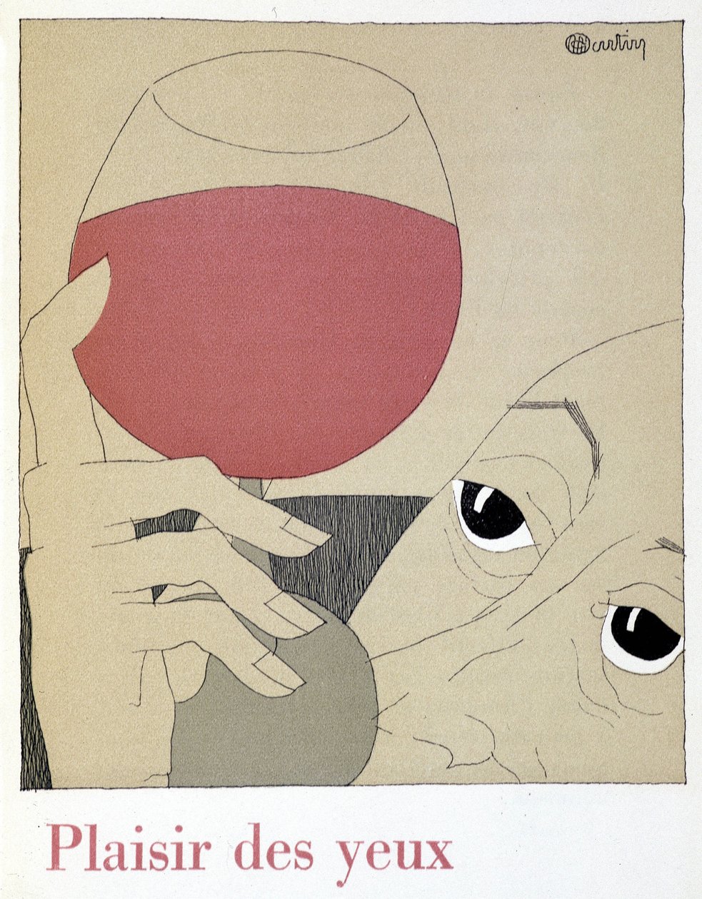 Glädje för ögonen - i ""Monseigneur le vin", teckning av Charles Martin (1884-1934), häfte från Etablissements Nicolas av Charles Martin