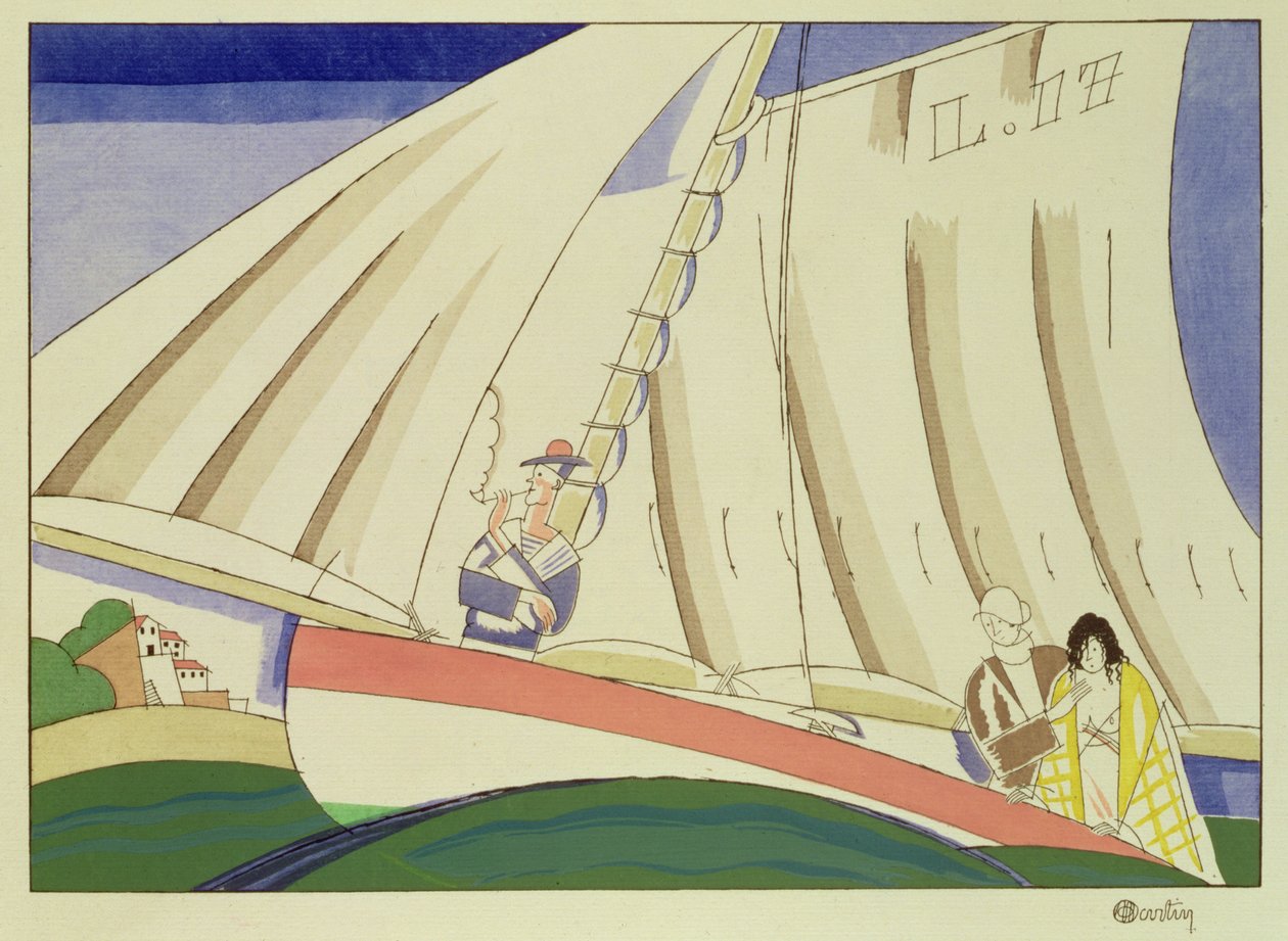 Yachting, ca 1920 (stencil på papper) av Charles Martin