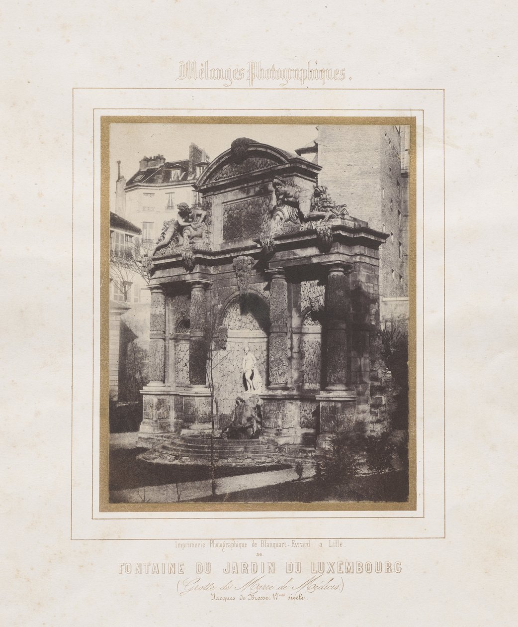 Fontän i Jardin du Luxembourg (Marie de Medicis grotta) av Charles Marville