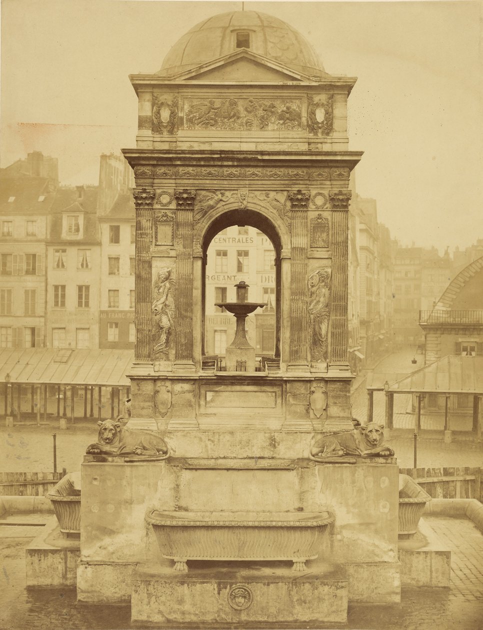 Fasaden på De oskyldigas fontän, Paris av Charles Marville