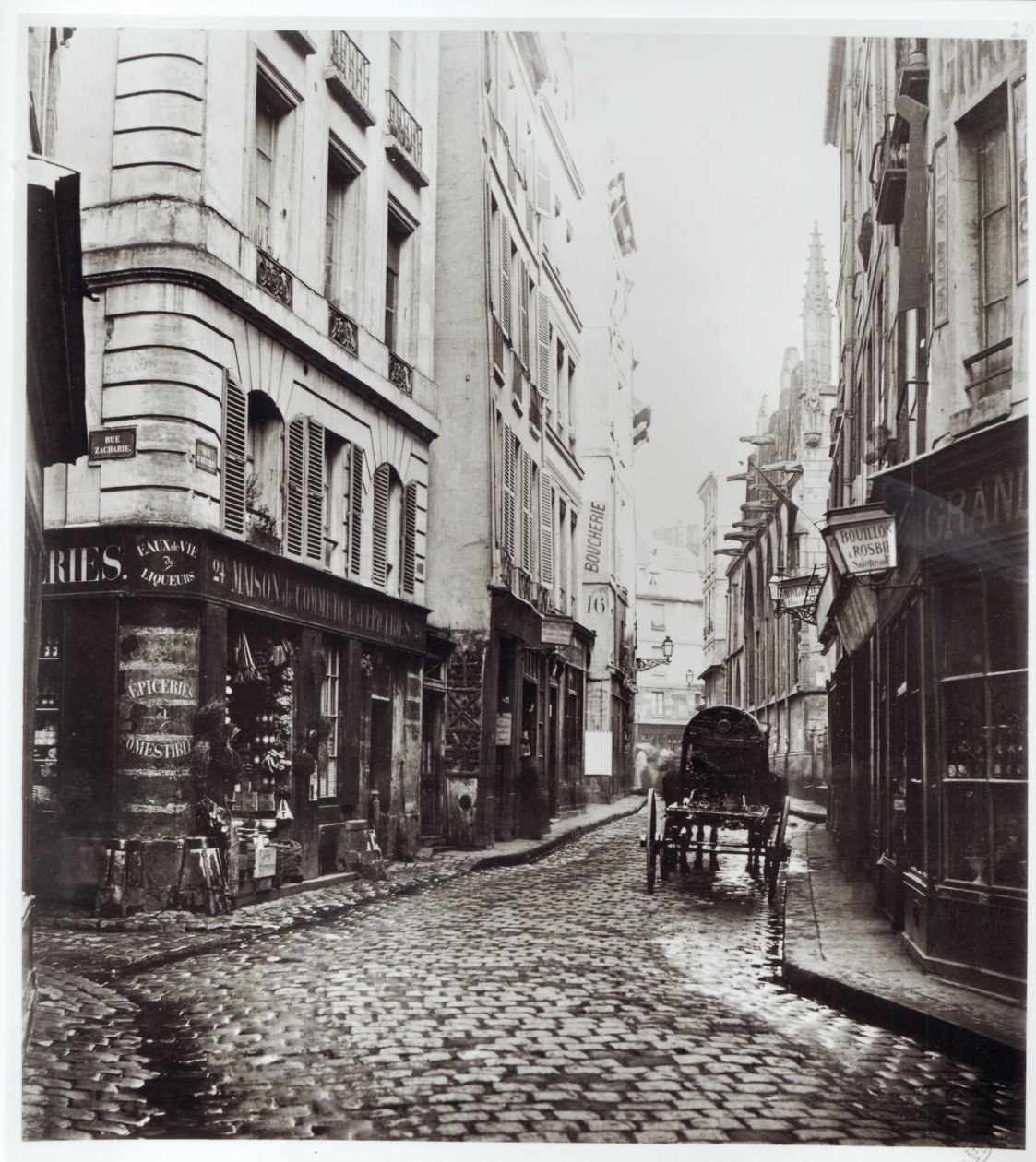 Rue Saint-Severin, från Rue de la Harpe, Paris, 1858-78 av Charles Marville
