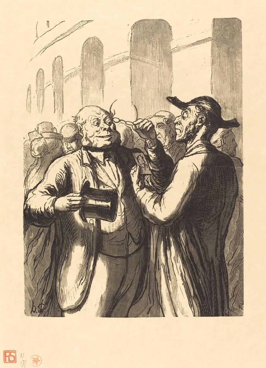 Universell utställning: Inspektionen av fotografier vid vändkorsarna av Charles Maurand after Honoré Daumier