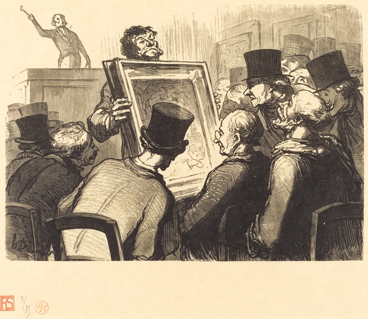 Målningsälskare på Hotel Bouillon av Charles Maurand after Honoré Daumier