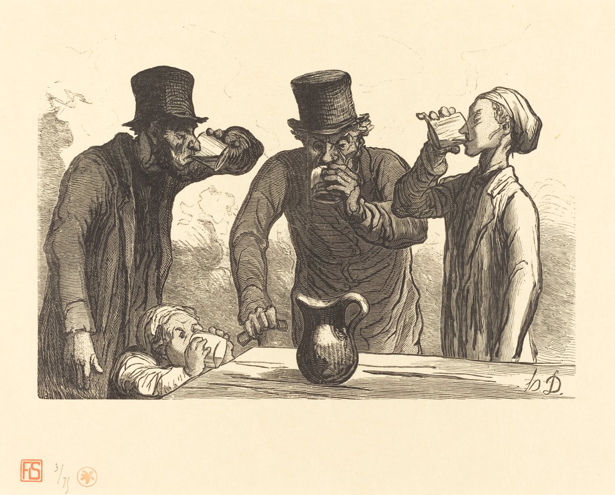 Drickarens fysiologi: de fyra åldrarna av Charles Maurand after Honoré Daumier