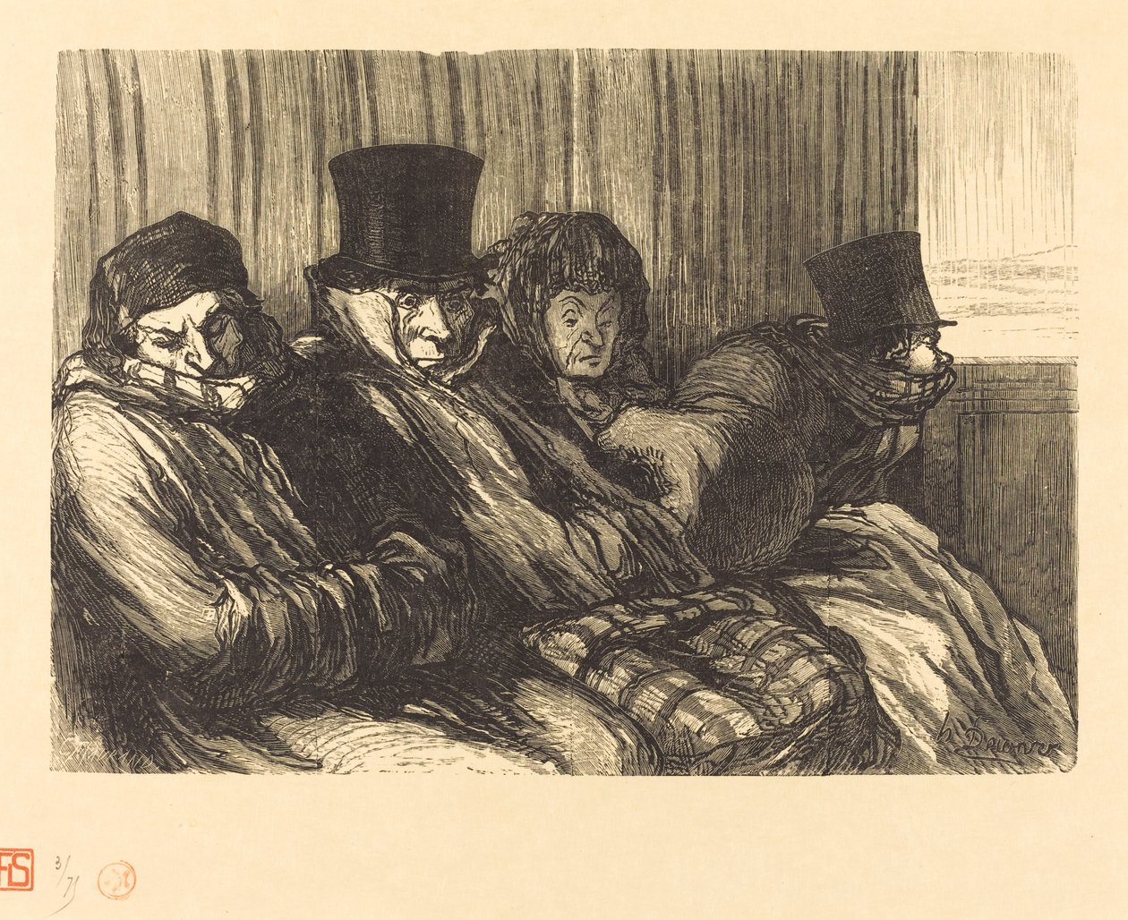 roligt tåg av Charles Maurand after Honoré Daumier