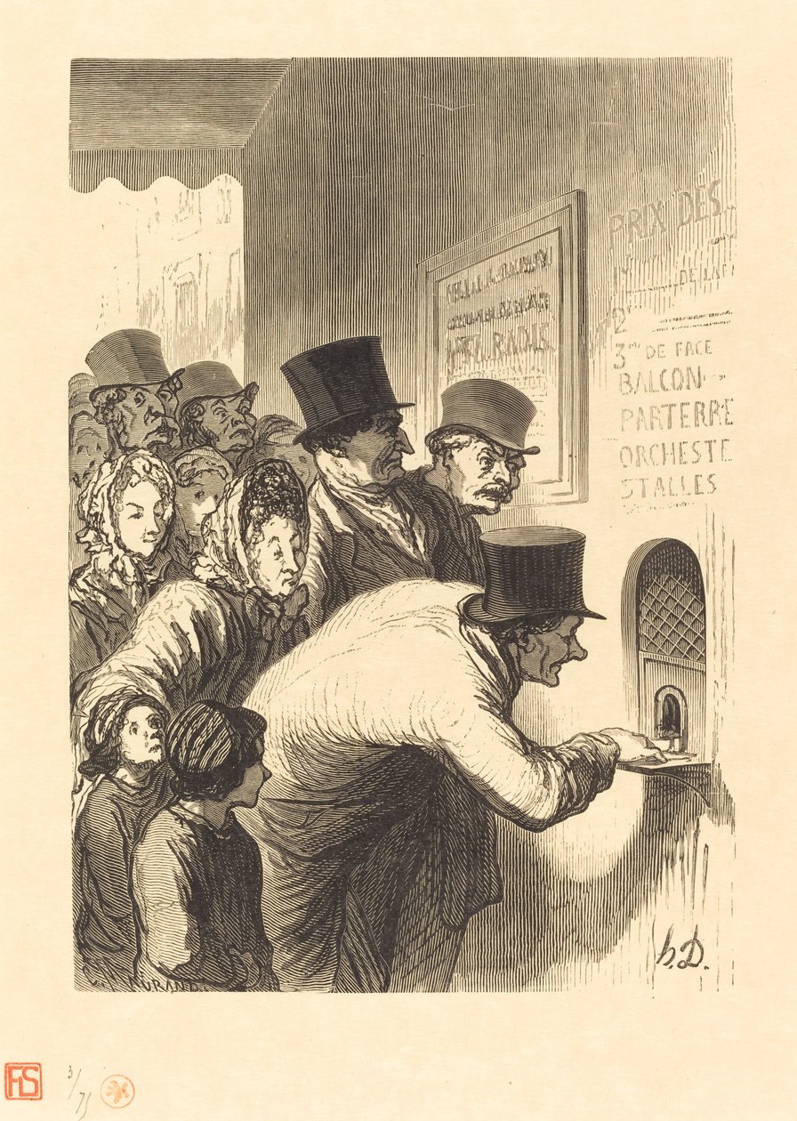 En teaterkassa av Charles Maurand after Honoré Daumier