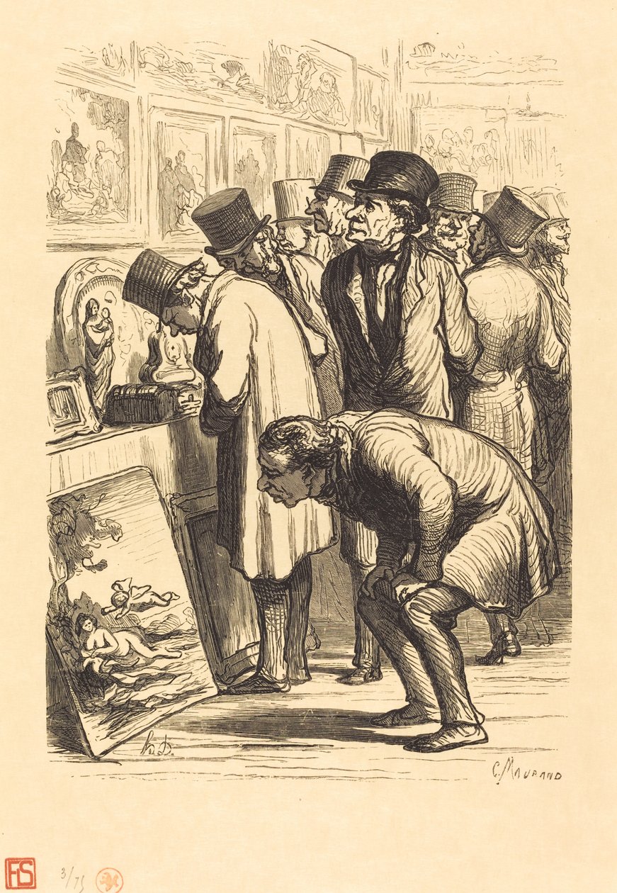 Ett rum på Hotel Drouot på en utställningsdag av Charles Maurand after Honoré Daumier