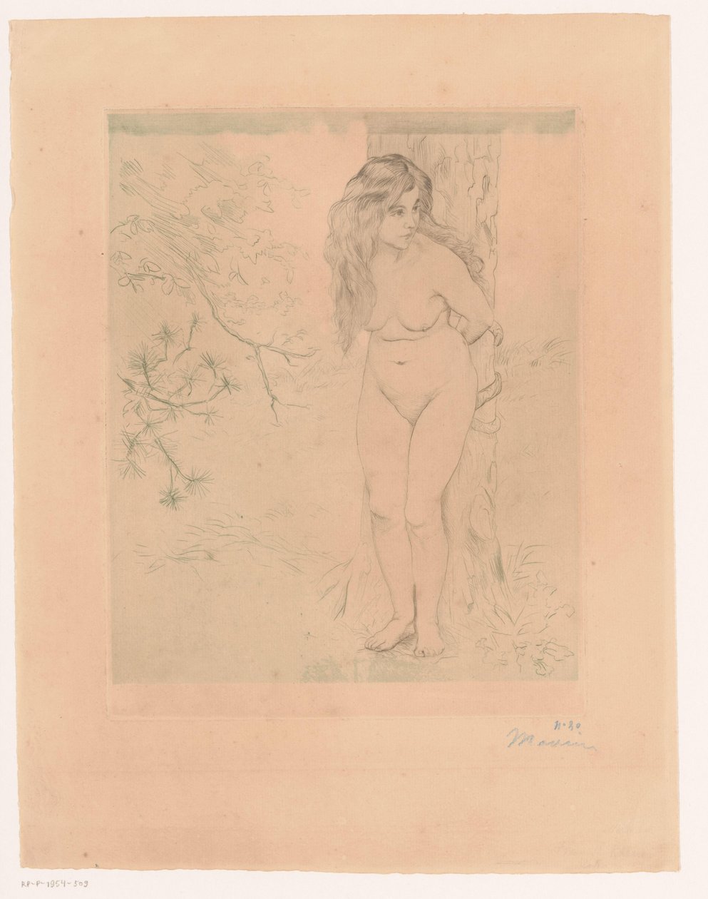 Eva lutad mot ett träd av Charles Maurin (signed by artist)