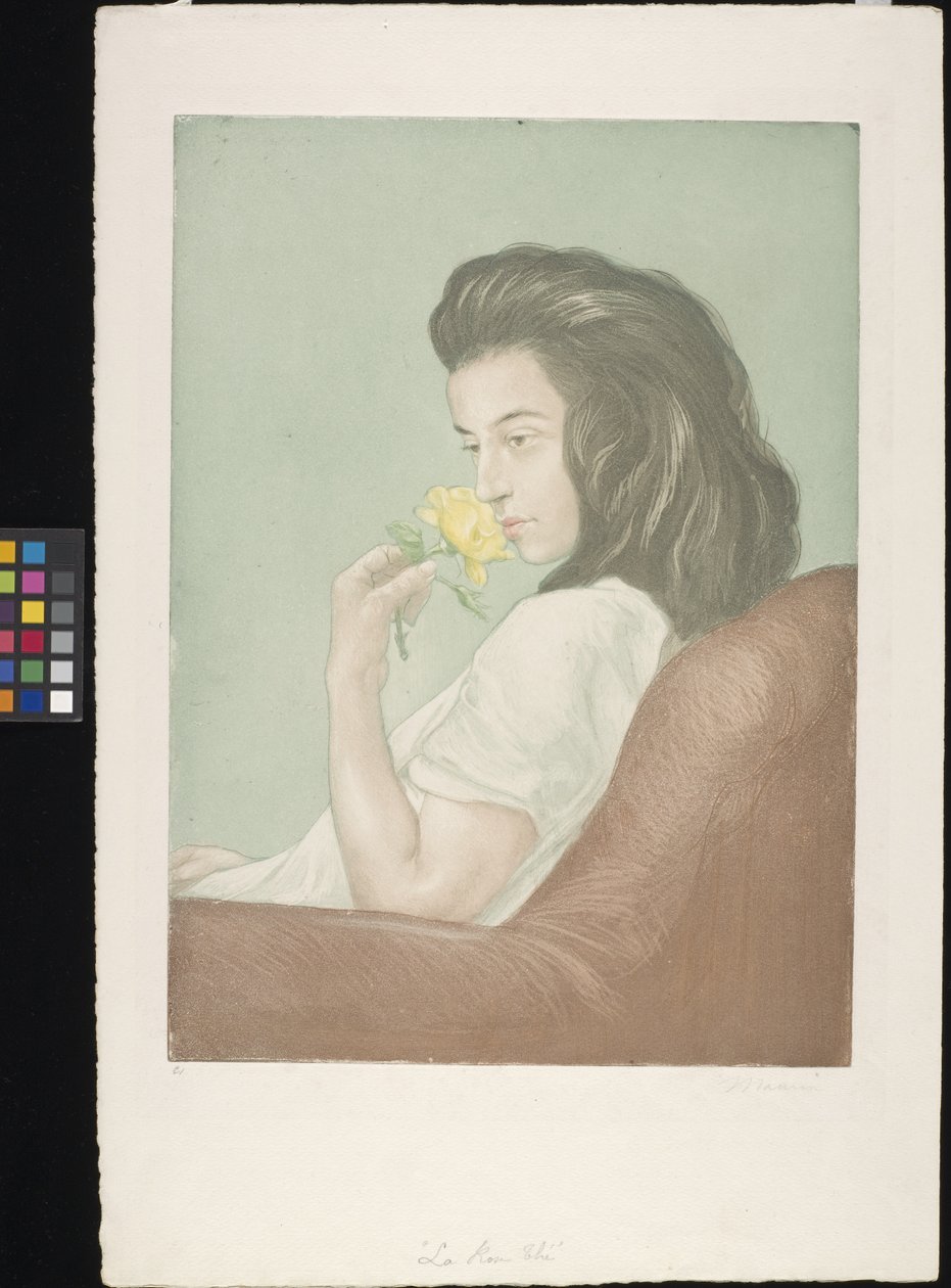 La Rose Thé (Terosen) (etsning och akvatint på krämigt papper) av Charles Maurin