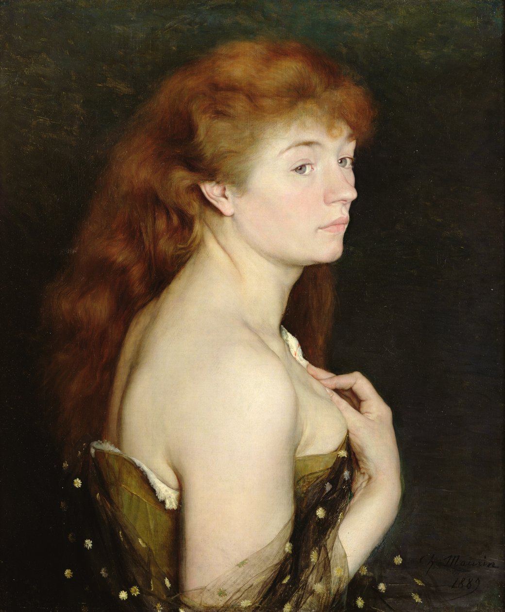 Porträtt av en ung rödhårig kvinna, 1889 av Charles Maurin