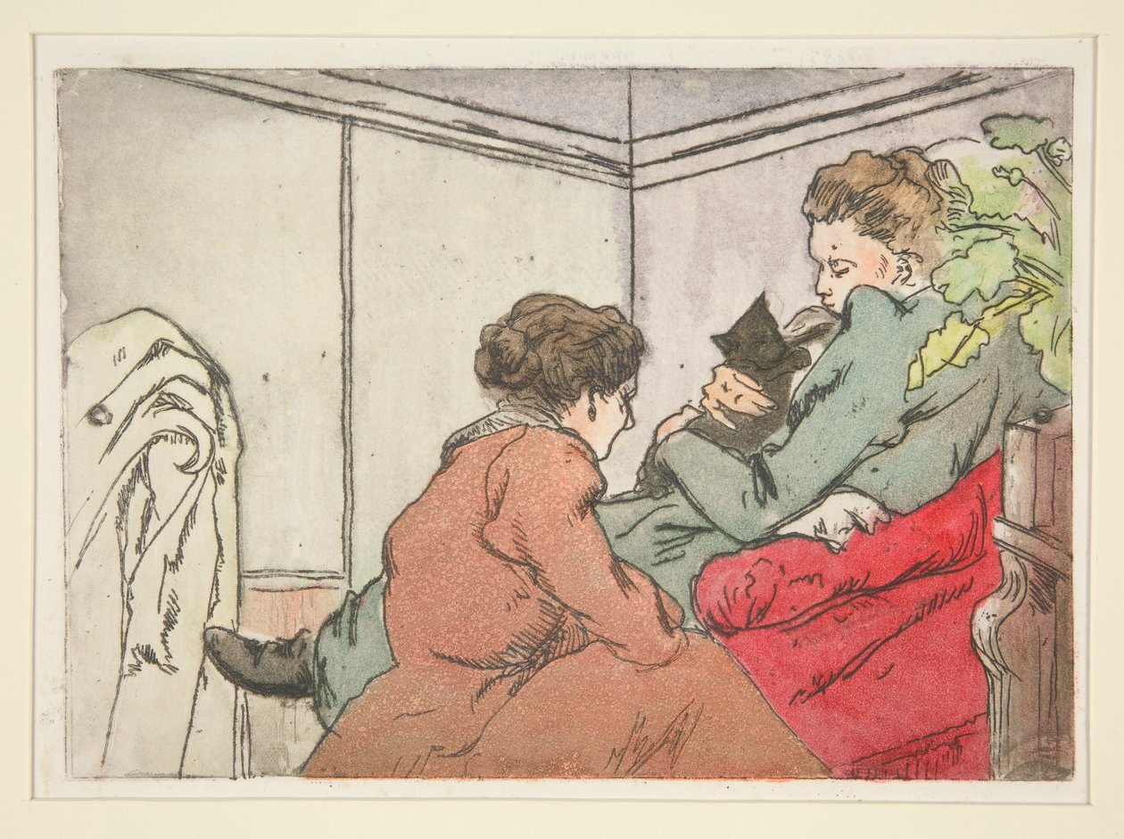 Kvinna med en katt (La Femme au chat) av Charles Maurin