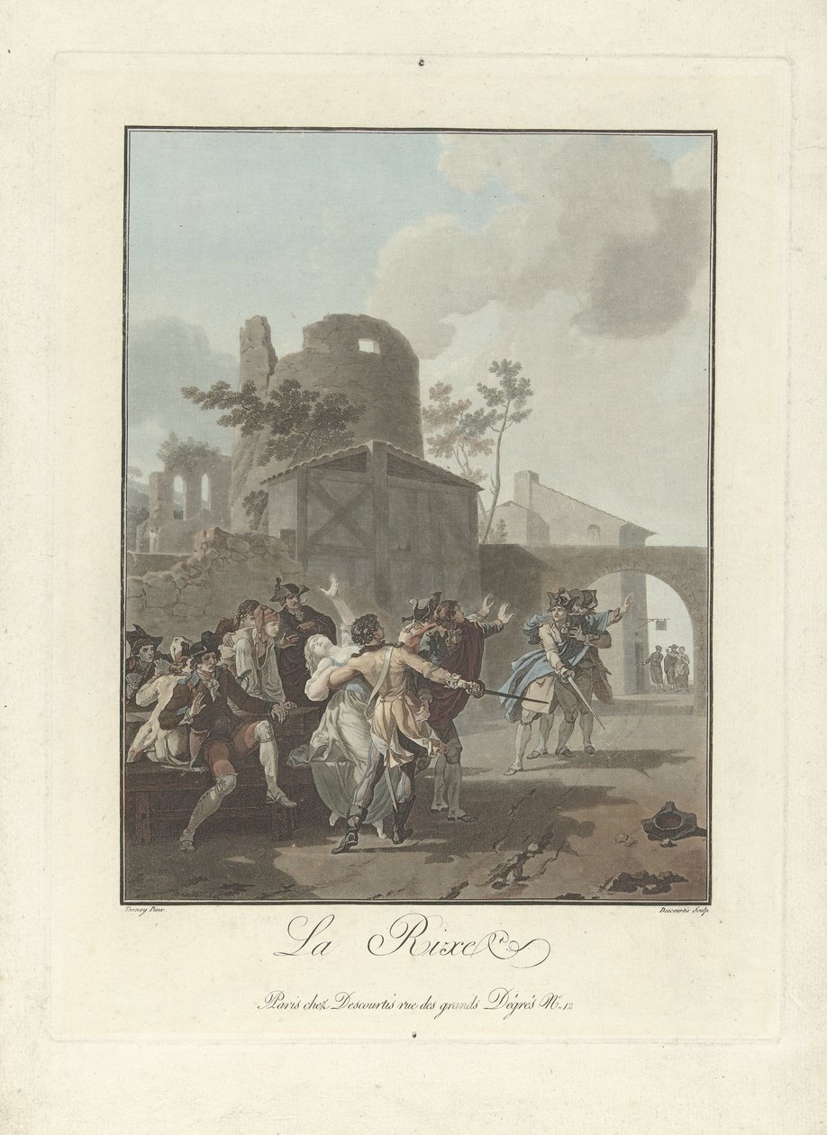 Argumentet La Rixe (titel på objekt) av Charles Melchior Descourtis