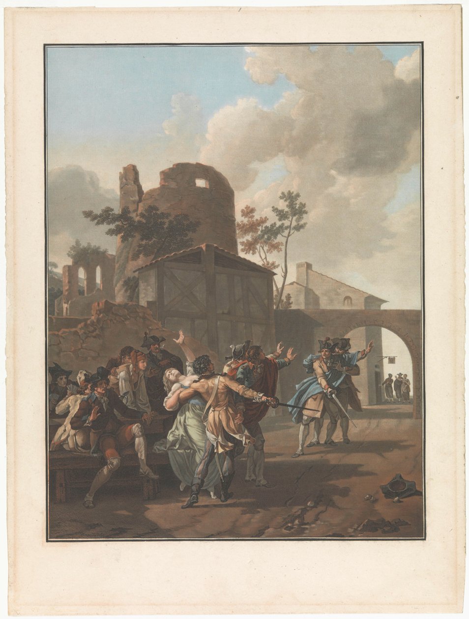 Fyra scener av byliv Argumentet La Rixe Fyra genrepresentationer av byliv (serietitel) av Charles Melchior Descourtis