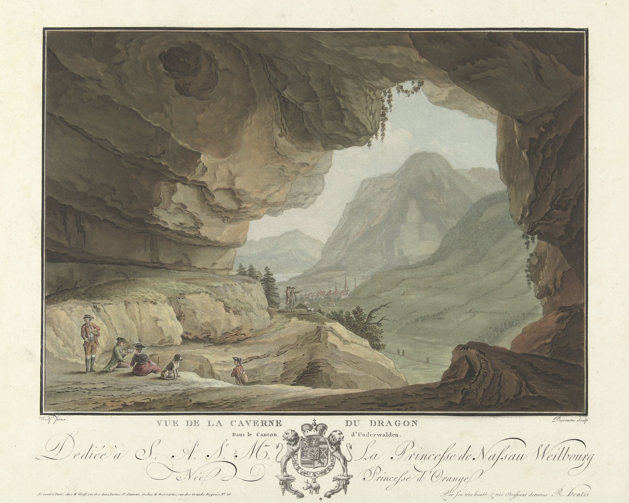 Utsikt över ett landskap från Drakens grotta Vue de la Caverne du Dragon i Canton d