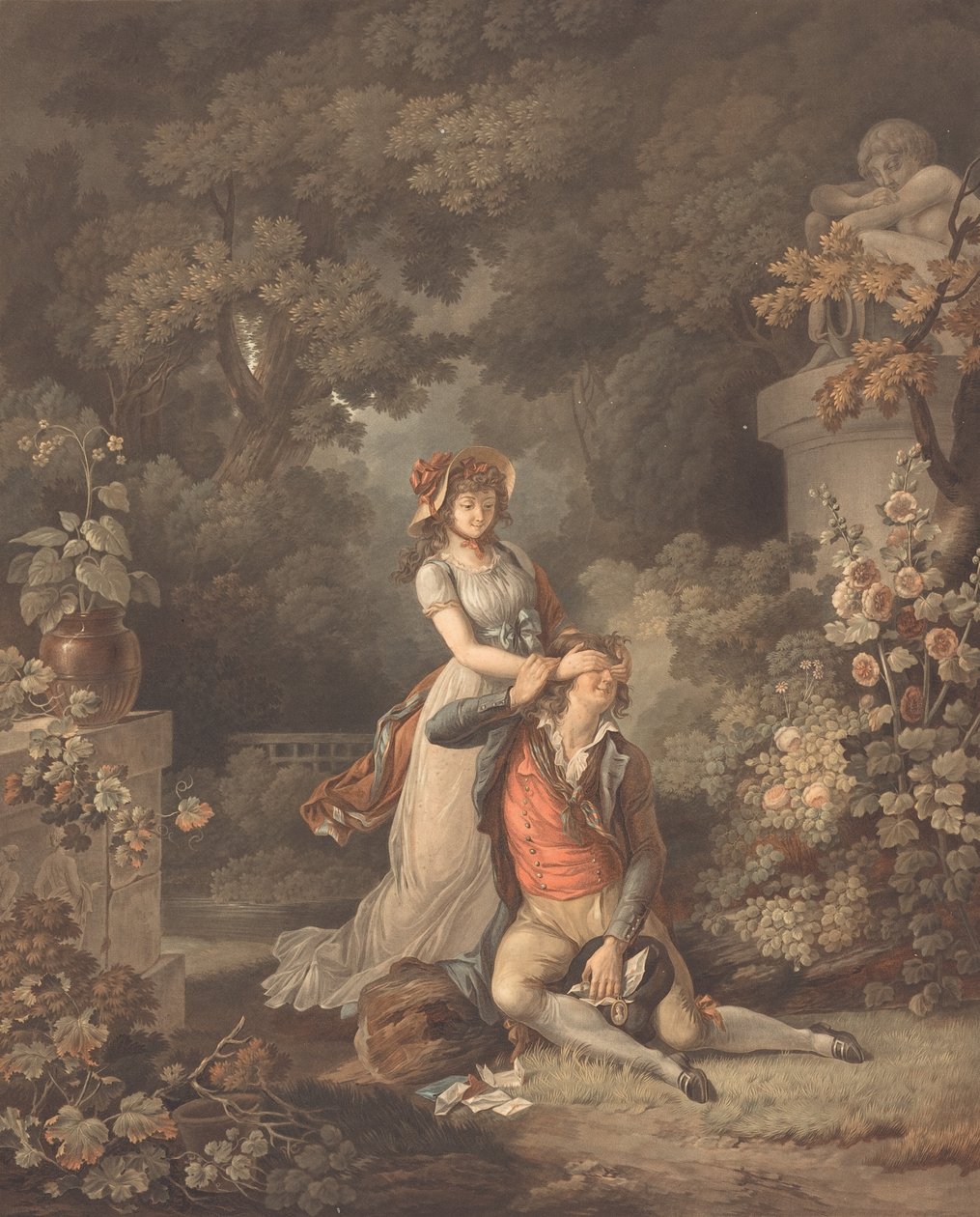 Den förvånade älskaren. av Charles Melchior Descourtis