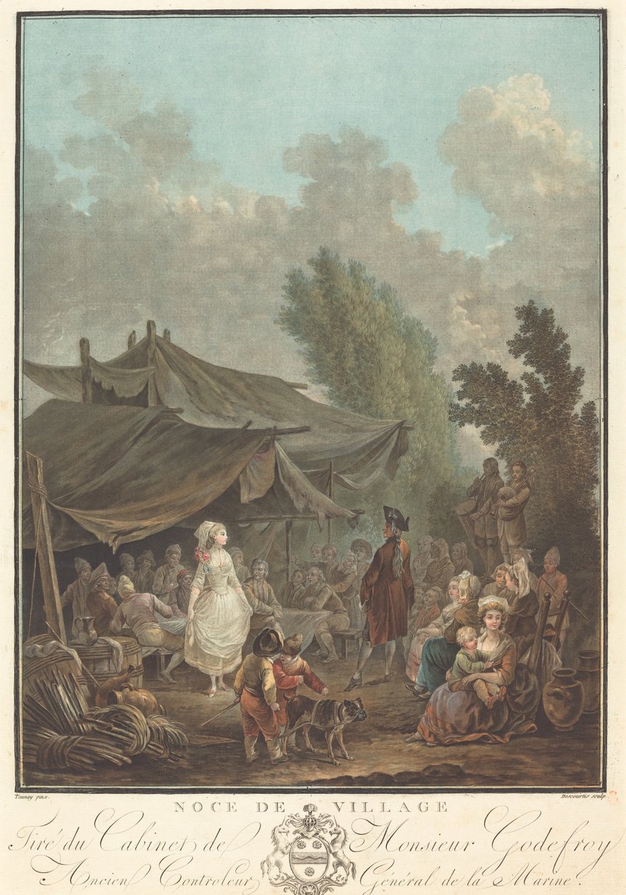 Noce de Village Village Bröllop, 1785. av Charles Melchior Descourtis