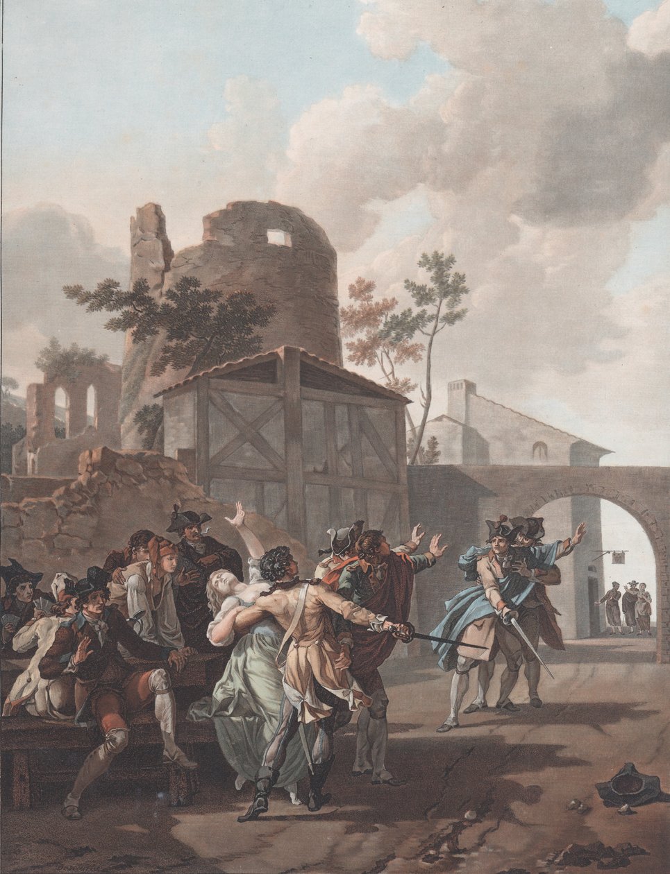 Bråket La Rixe, ca. 1792. av Charles Melchior Descourtis