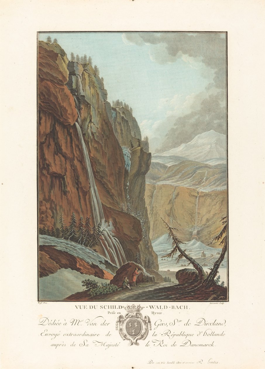 Vue du Schild-Wald-Bach-priset i Hyver, 1785. av Charles Melchior Descourtis