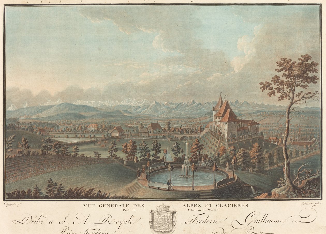 Översikt över Alperna och glaciärerna av Charles Melchior Descourtis