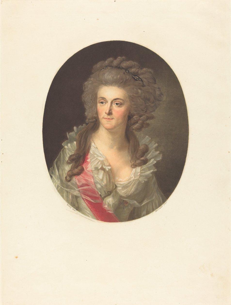 Frederica Sophia Wilhelmina av Preussen, prinsessan av Orange Nassau av Charles Melchior Descourtis after Friedrich Tischbein