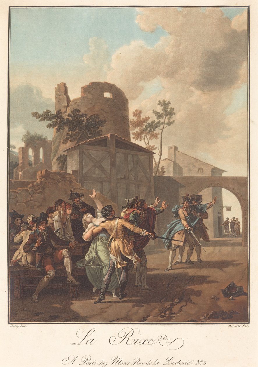 La Rixe (Bråket) av Charles Melchior Descourtis after Nicolas Antoine Taunay