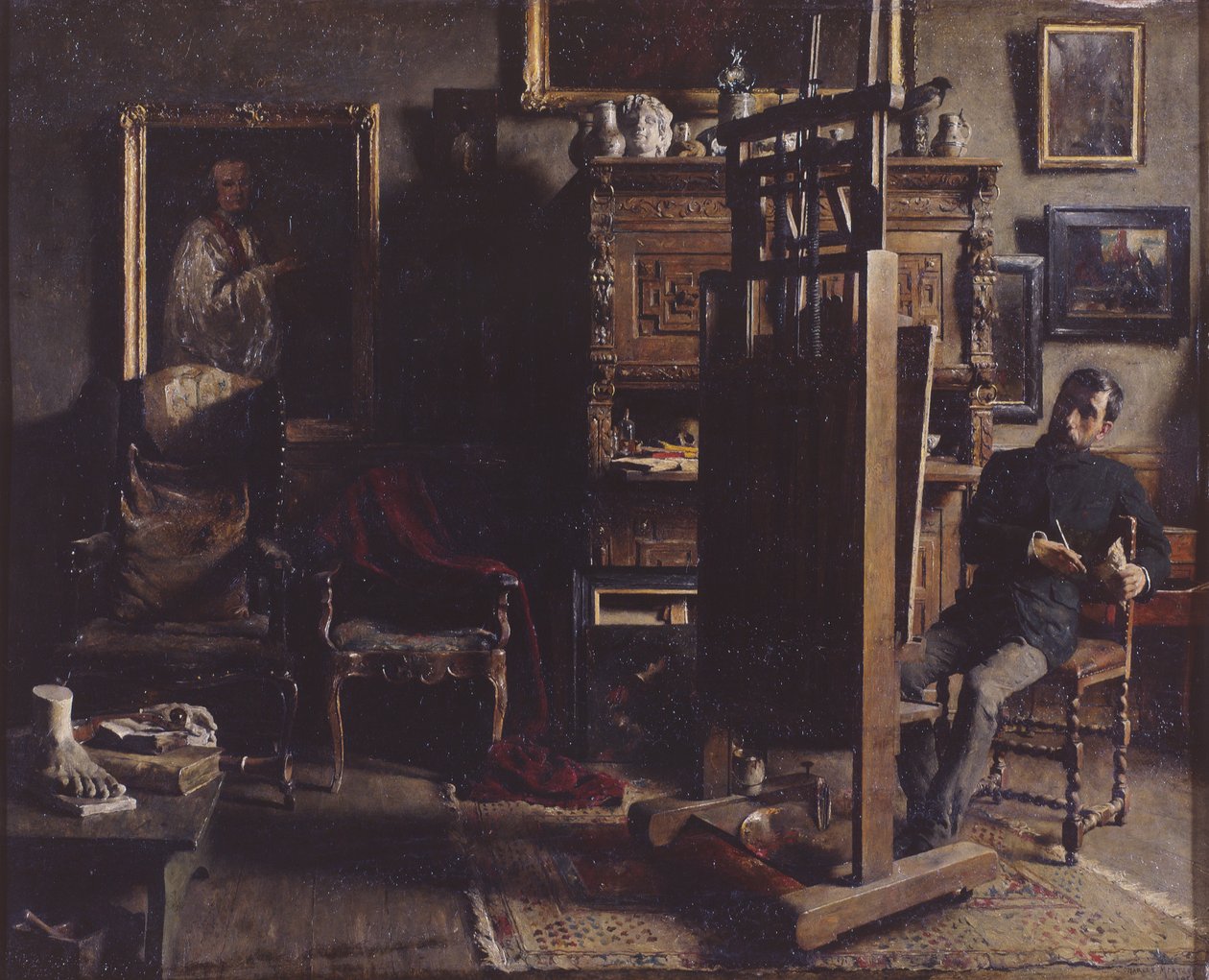 Målaren Jules Lambeaux ateljé av Charles Mertens
