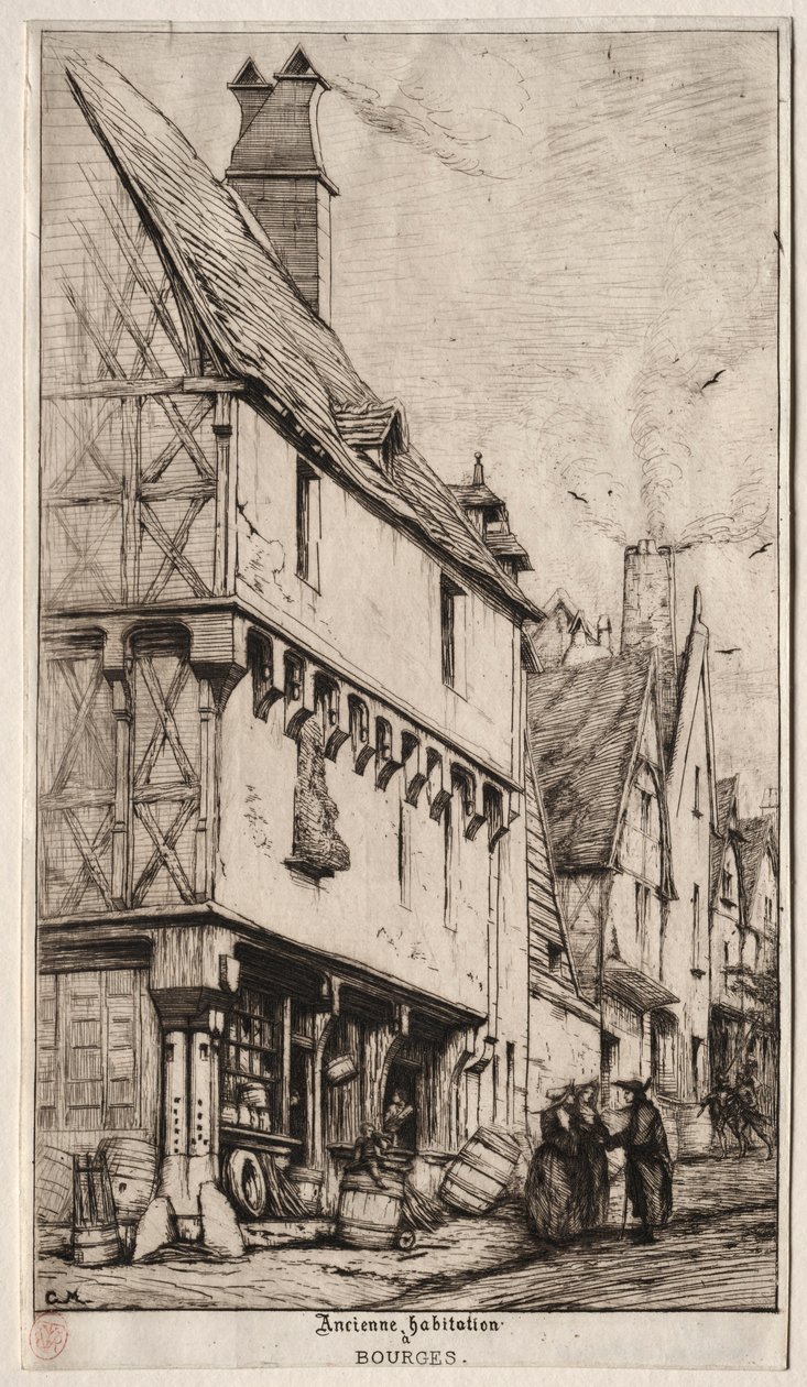 Ett gammalt hus i Bourges, ibland kallat Musicians House, 1860. av Charles Meryon