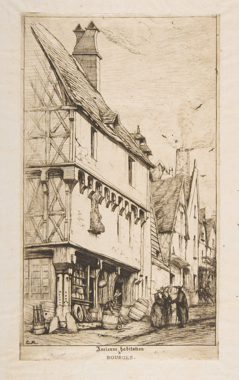 Ett gammalt hus, eller Musikerns hus, Bourges av Charles Meryon