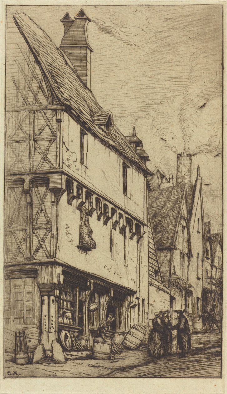 Gammalt hus i Bourges, kallat "La Maison du Musicien" (Ett gammalt hus i Bourges, ibland kallat "Musikerns hus") av Charles Meryon