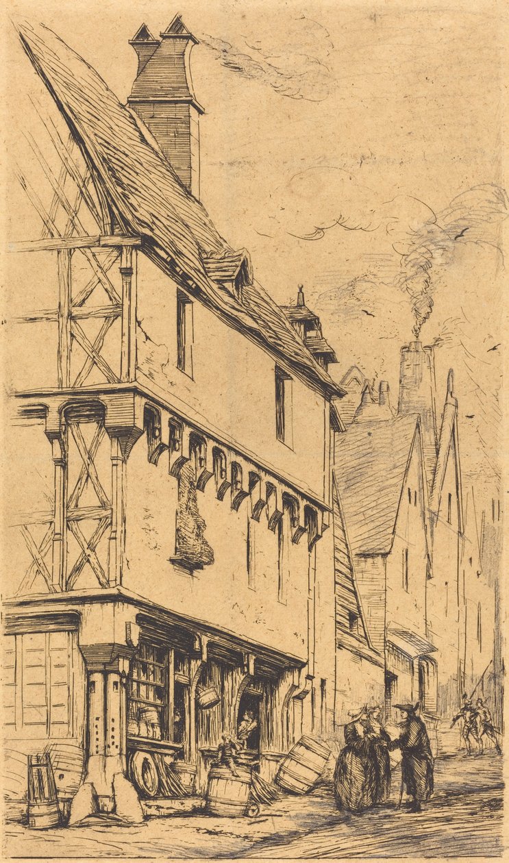 Gammalt hus i Bourges, kallat "La Maison du Musicien" (Ett gammalt hus i Bourges, ibland kallat "Musikerns hus") av Charles Meryon