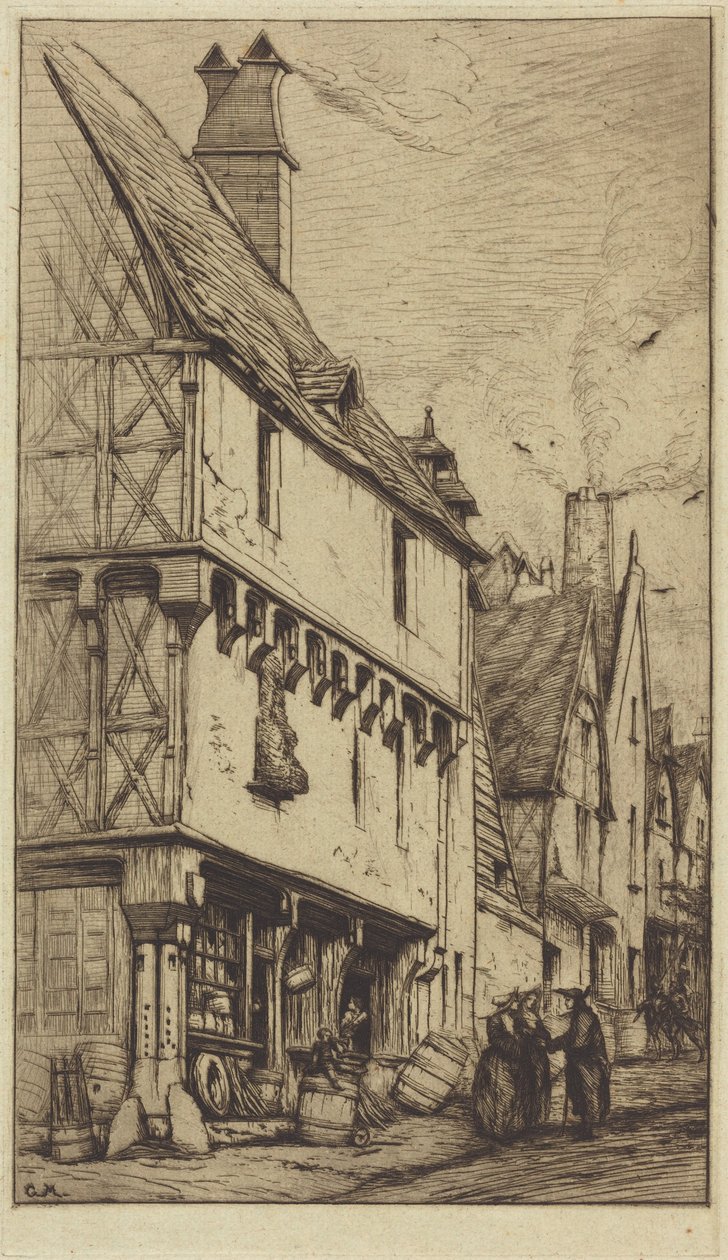 Ett gammalt hus i Bourges, ibland kallat ”Musikerns hus” av Charles Meryon