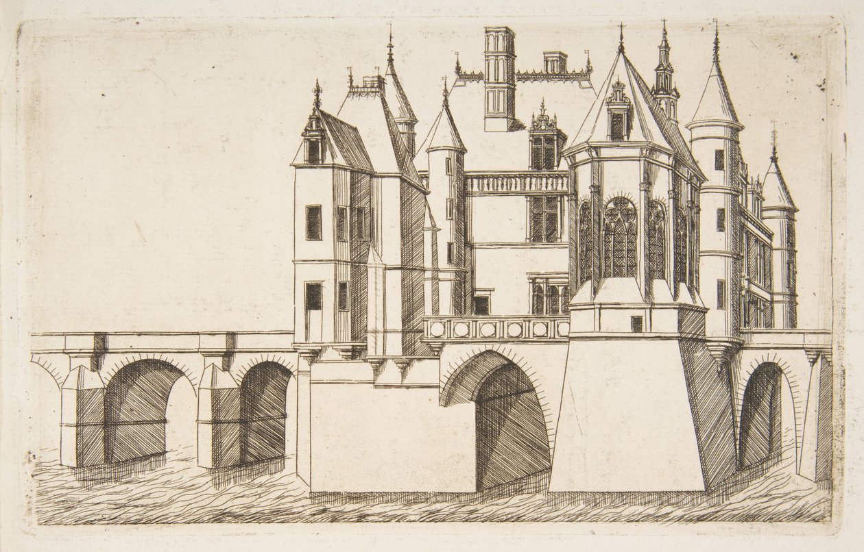 Slottet i Chenonceau, nr 2 (Slottet i Chenonceau, nr 2) av Charles Meryon
