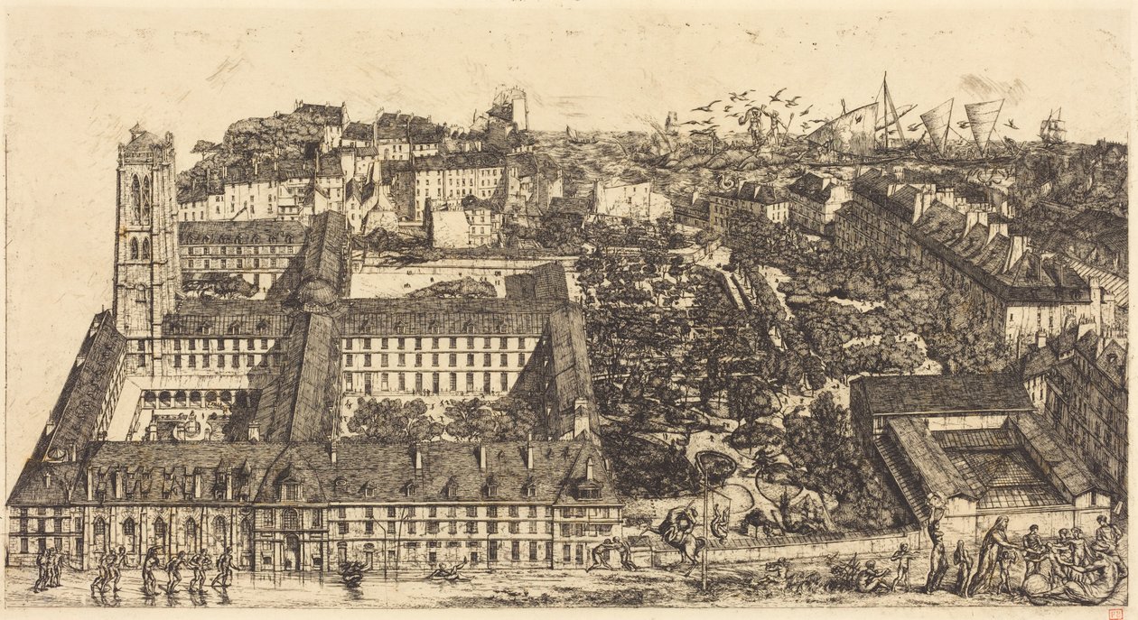 Collège Henri IV, Paris, eller Lycée Napoléon (Henrik IV:s college eller Napoleons skola, Paris) av Charles Meryon