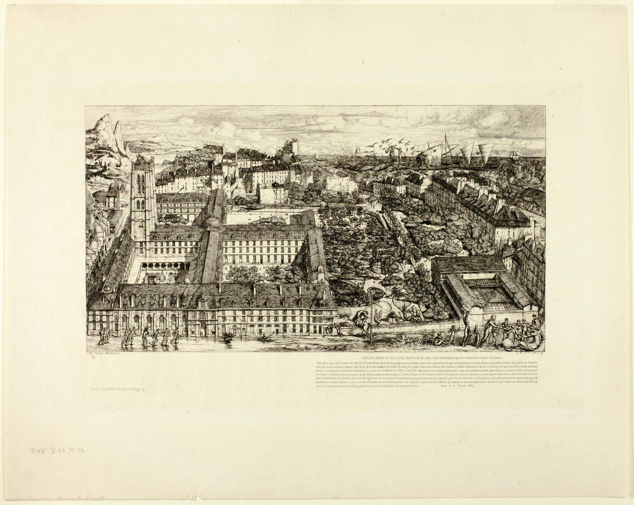 College Henry IV (eller Lycée Napoléon), Paris av Charles Meryon
