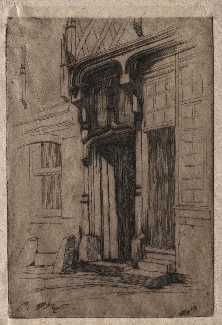 Dörröppningen till ett antikt kloster i Rue Mirabeau, Bourges av Charles Meryon