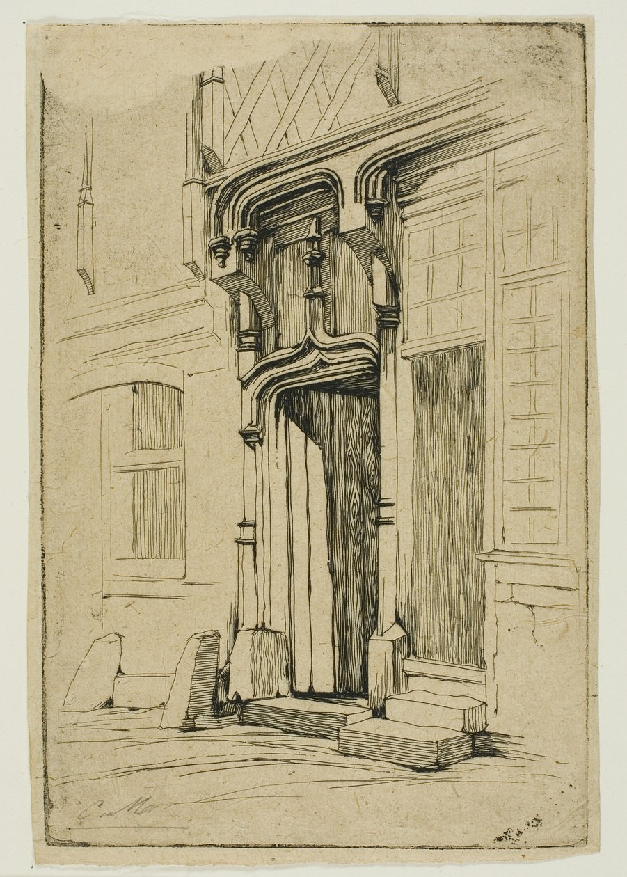 Dörröppning till ett antikt kloster, i rue Mirabeau, Bourges av Charles Meryon