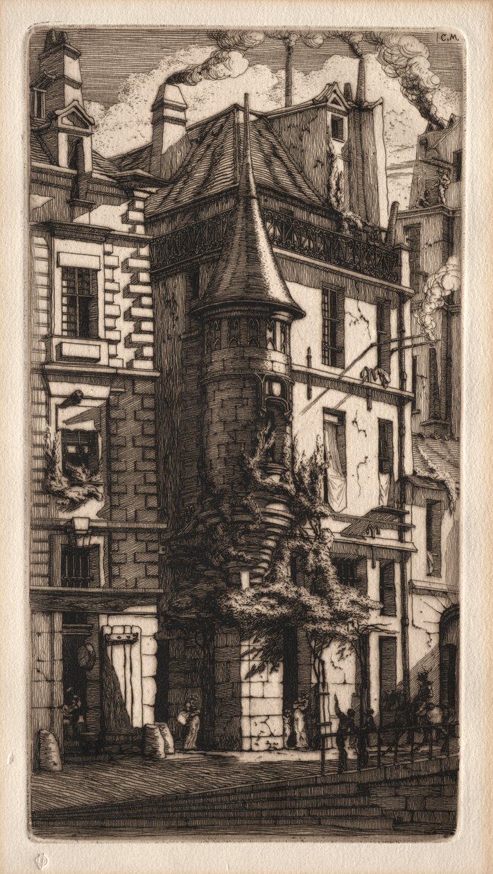 Etchings of Paris: House with a Turret, Weavers Street, 1852. av Charles Meryon