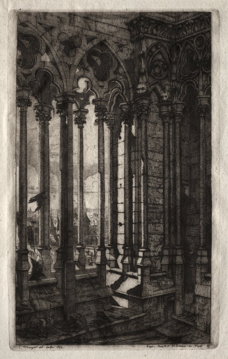 Etsningar av Paris: Galleriet Notre Dame av Charles Meryon