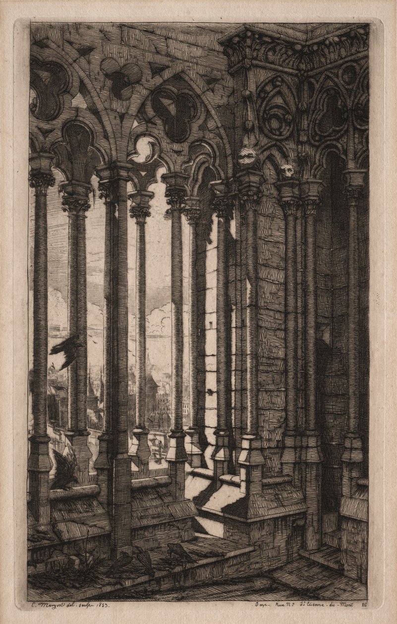 Etsningar av Paris: Galleriet Notre Dame av Charles Meryon