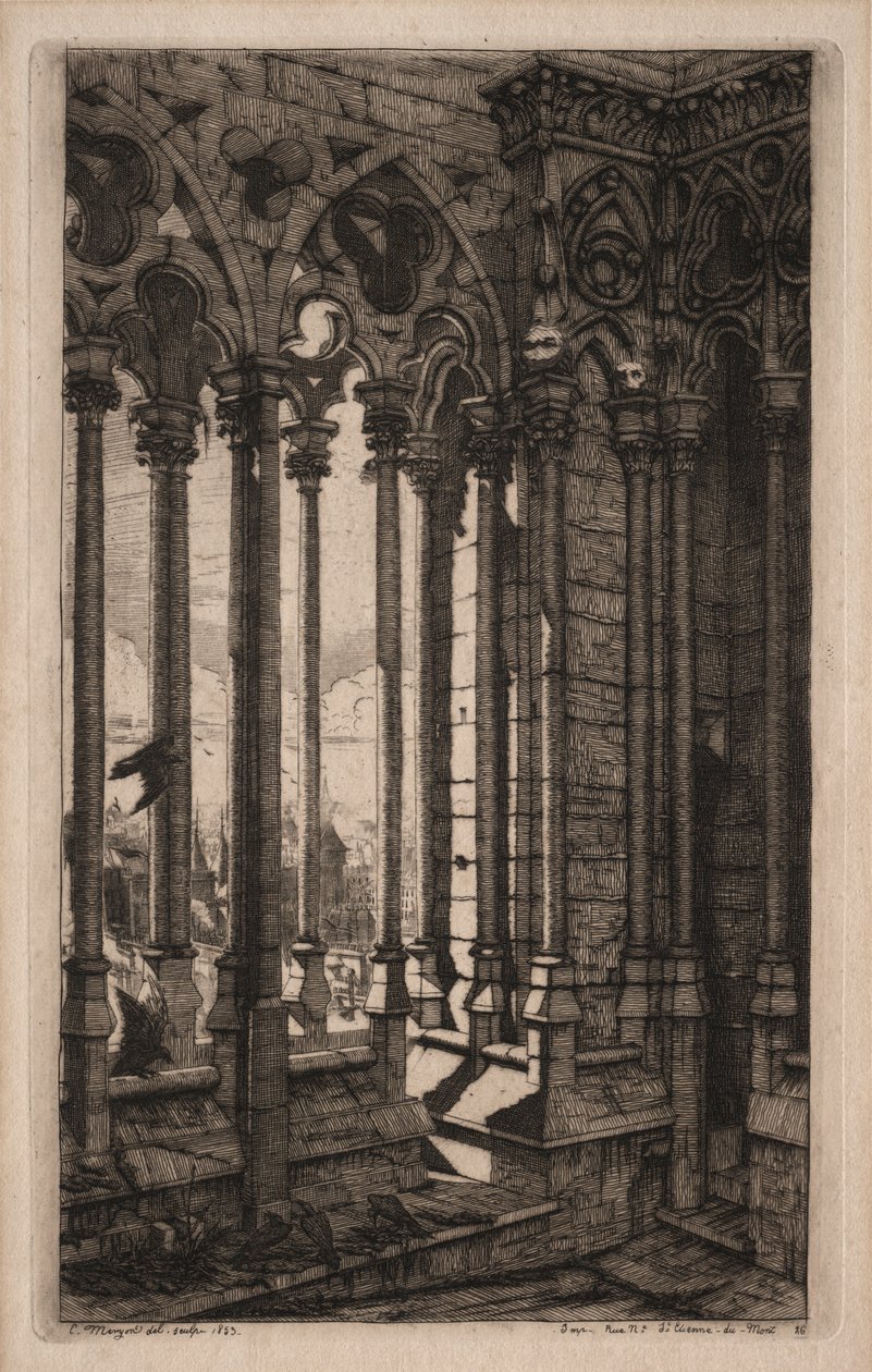Etsningar av Paris: Galleriet Notre Dame, 1853. av Charles Meryon