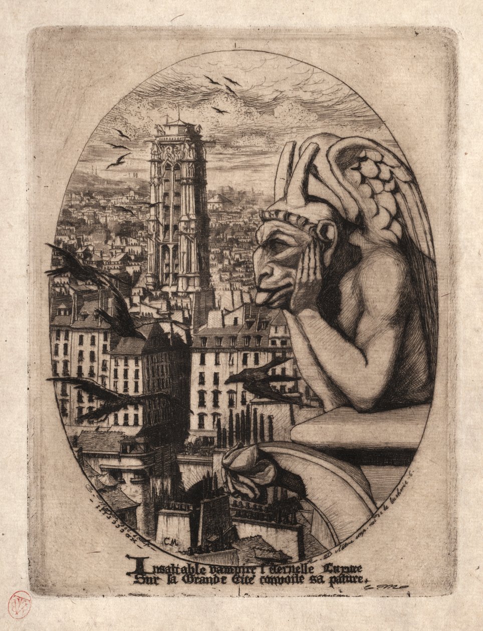 Etsningar av Paris: Gargoylen av Charles Meryon