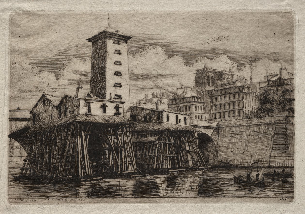 Etsningar av Paris: Notre Dame-pumpen av Charles Meryon