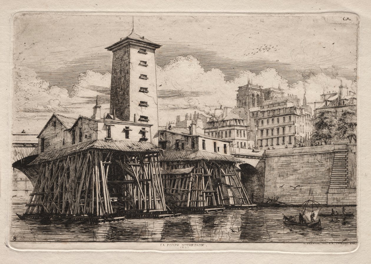 Etsningar av Paris: Notre Dame-pumpen av Charles Meryon