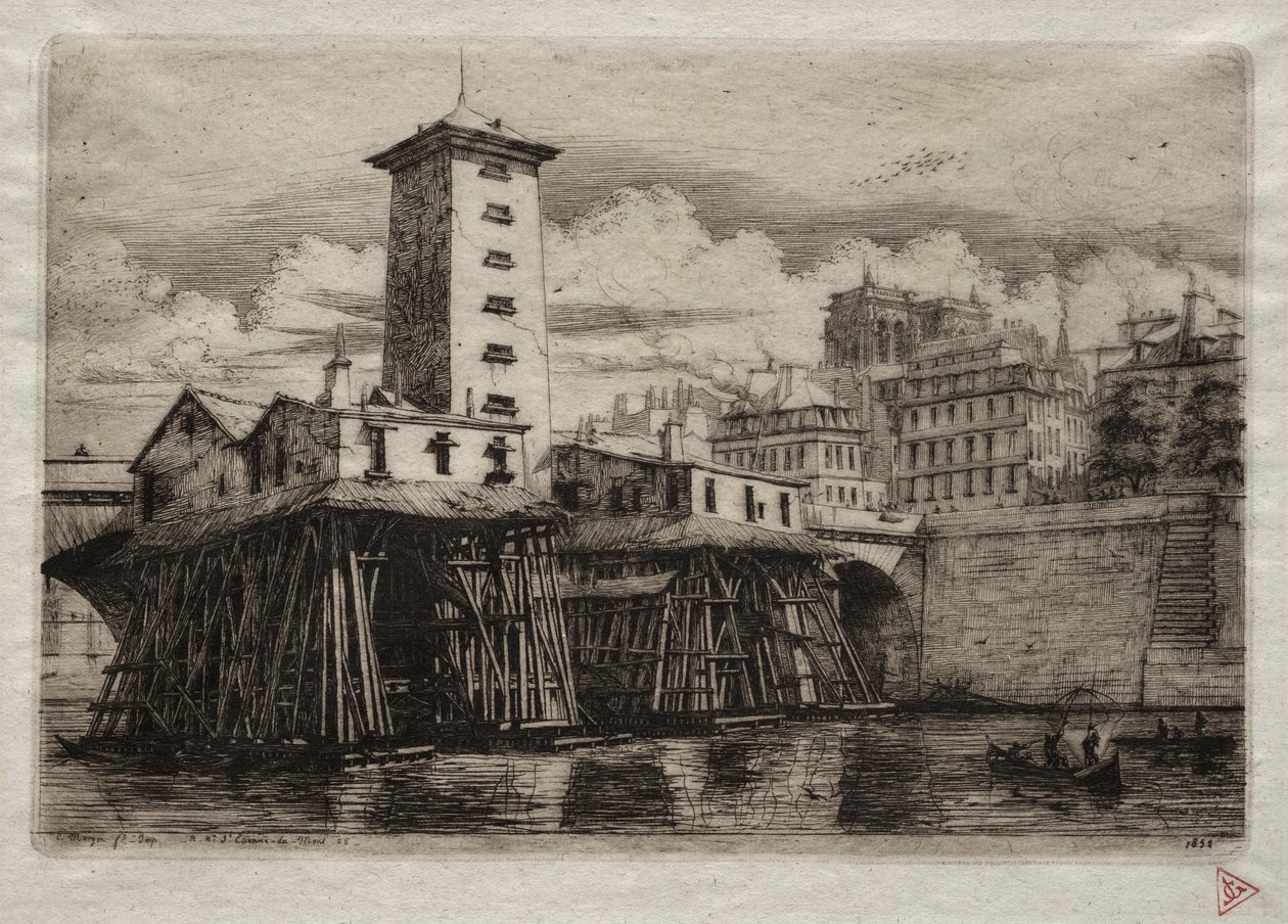 Etsningar av Paris: Notre Dame-pumpen av Charles Meryon