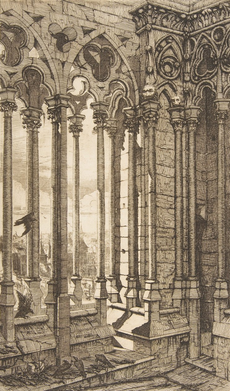 Galleri, Nôtre-Dame-katedralen, Paris, 1853. av Charles Meryon