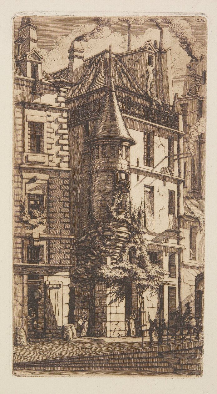 Hus med ett torn, Vävargatan, Paris av Charles Meryon