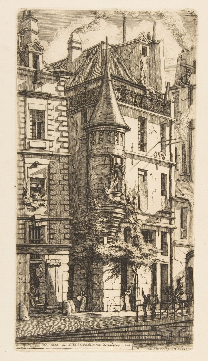 Hus med ett torn, rue de la Tixéranderie, Paris av Charles Meryon