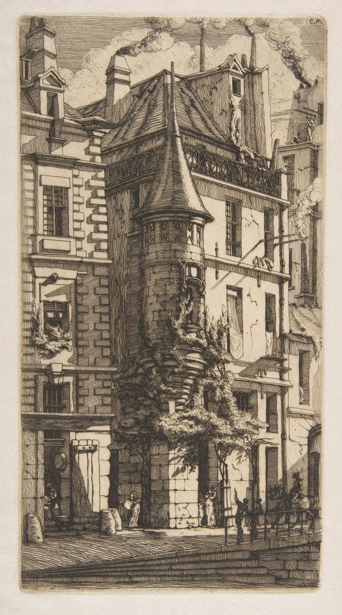Hus med ett torn, rue de la Tixéranderie, Paris av Charles Meryon