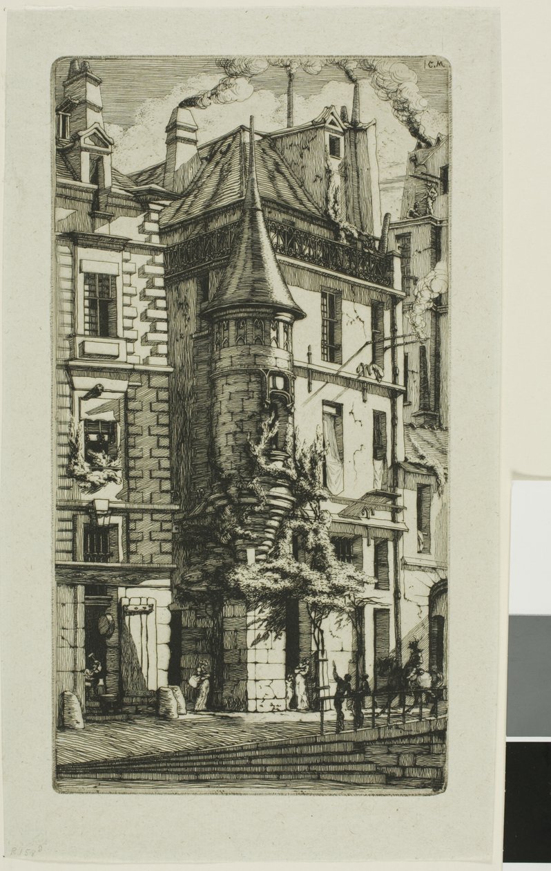 Hus med ett torn, rue de la Tixéranderie av Charles Meryon